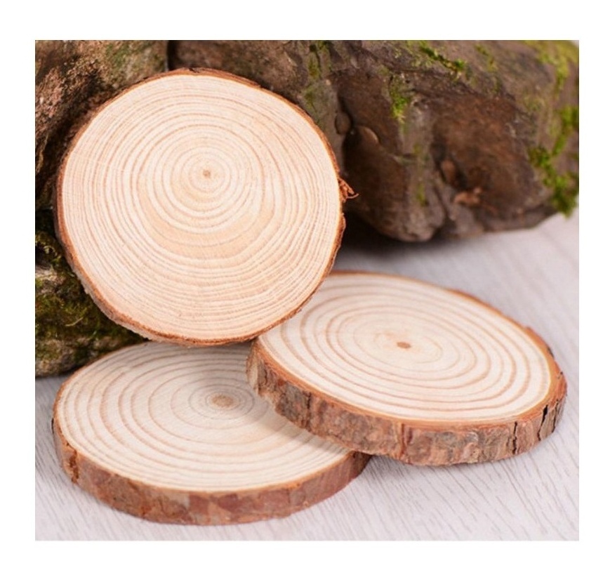 Thick 1cm  Hot sale wholesale Rustic DIY  Round Wood Pine Tree Slices For Wedding Crafts Christmas custom Natural wood slices