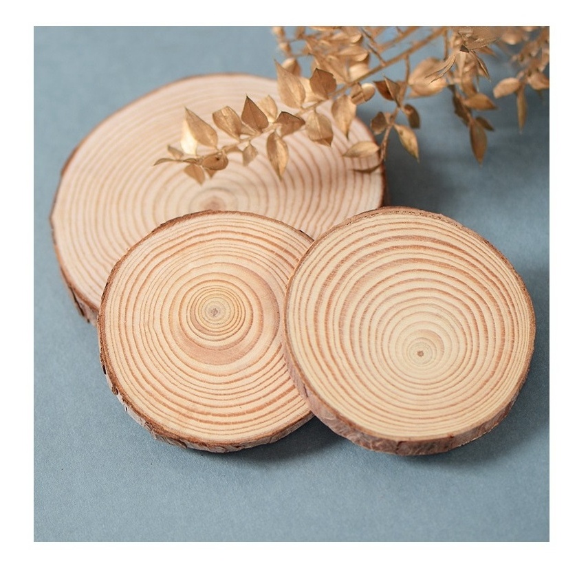 Thick 1cm  Hot sale wholesale Rustic DIY  Round Wood Pine Tree Slices For Wedding Crafts Christmas custom Natural wood slices