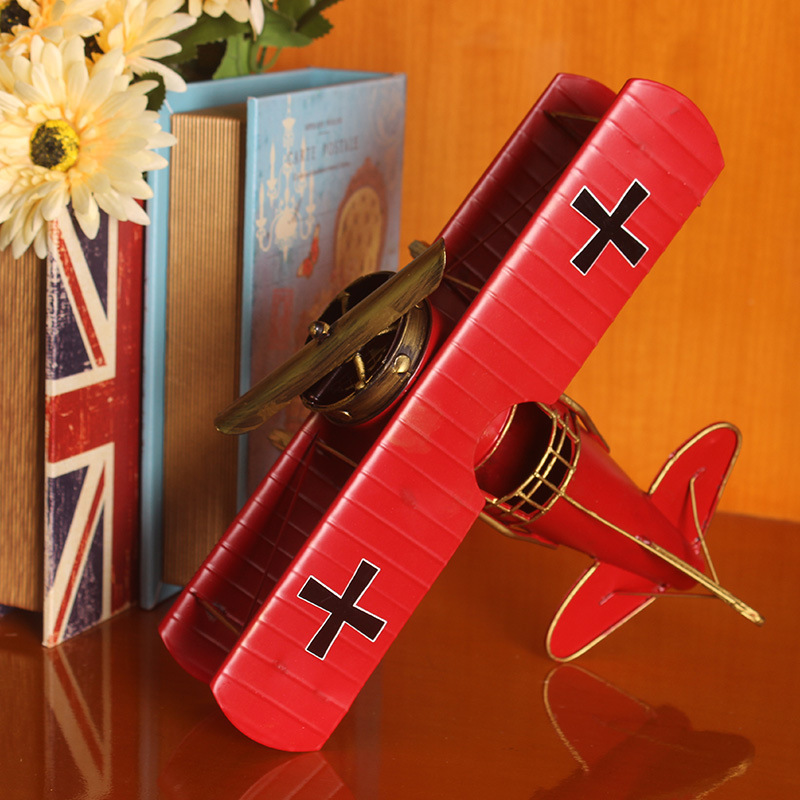 double wing iron plane model retro iron photography props metal vintage plane model