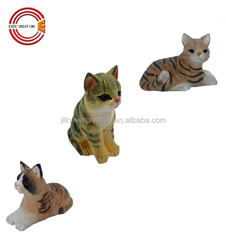 Hand carved wood Craft Wooden Cat Decoration wood carving cat