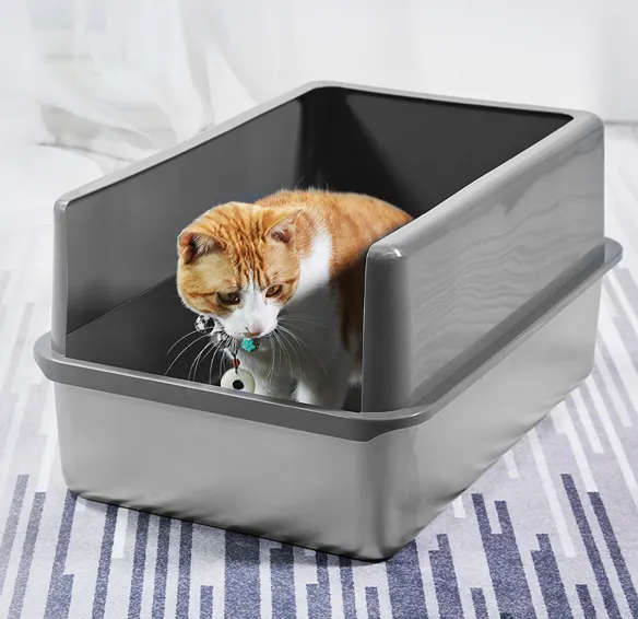 ONE PET Large Cat Toilet for Cats Rabbit Easy Cleaning Pet Litter box Enclosed Sides Stainless Steel XL Cat Litter Box