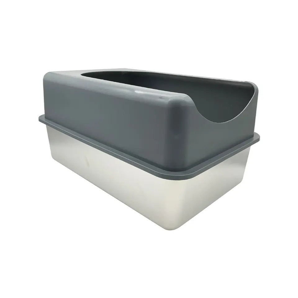 ONE PET Large Cat Toilet for Cats Rabbit Easy Cleaning Pet Litter box Enclosed Sides Stainless Steel XL Cat Litter Box