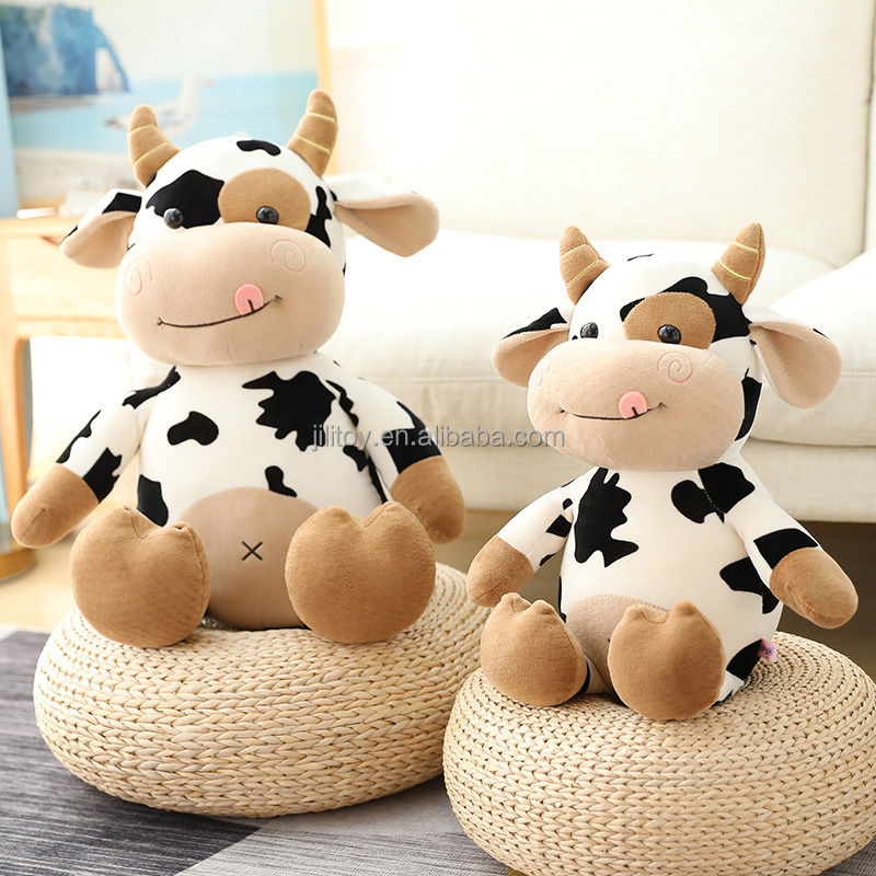 bulk soft customized stuffed milk cow plush doll toys pillow cartoon animal halloween cow plush toy manufacturer oem