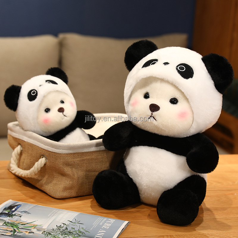 wholesale wear cloth soft toy stuffed animal panda plush toy for kids custom teddy bear plush toy