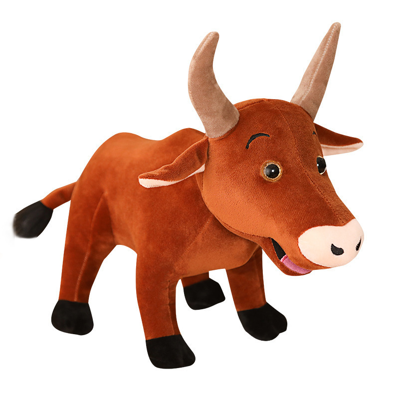 hot selling Simulation Bull Toys lifelike Brown Stuffed Baby Plush Animal Cow Toy