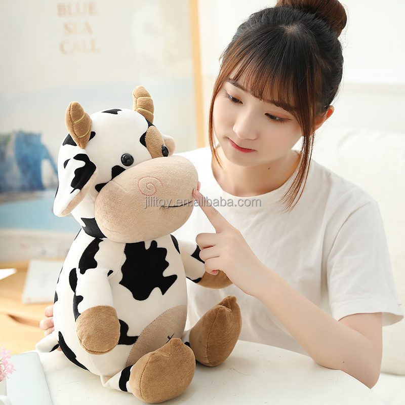 bulk soft customized stuffed milk cow plush doll toys pillow cartoon animal halloween cow plush toy manufacturer oem