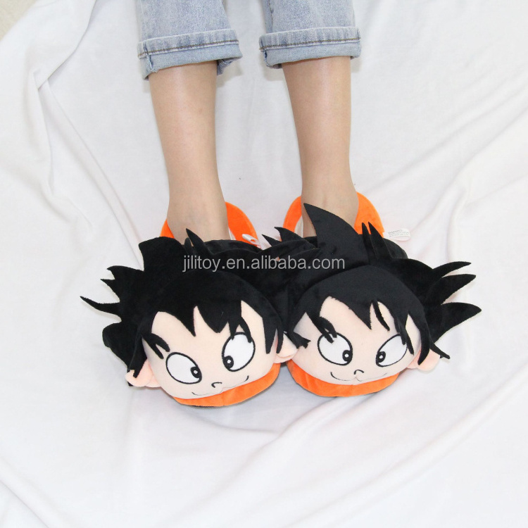 Wholesale anime goku plush slippers goku women indoor stuffed slippers female bedroom plush slippers in stock