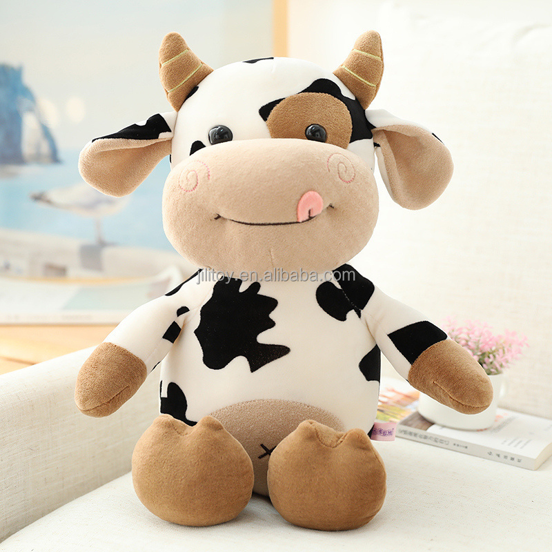 bulk soft customized stuffed milk cow plush doll toys pillow cartoon animal halloween cow plush toy manufacturer oem