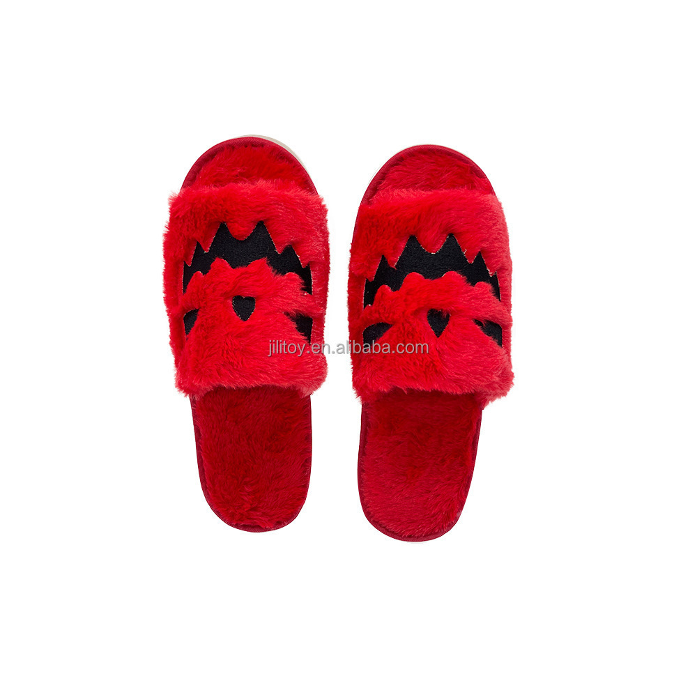 New halloween pumpkin slippers winter indoor halloween slippers for women pumpkin face illustrated plush slippers