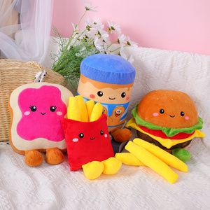 Personalized plush food toys stuffed doll food shape burger french fries baby soft toy pillows for christmas gifts