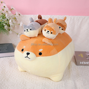 Cute mother-son shiba lnu plush toy custom soft corgi dog stuffed girl pillow doll wholesale stuffed dog doll toy