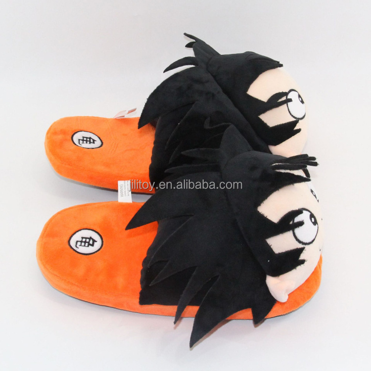 Wholesale anime goku plush slippers goku women indoor stuffed slippers female bedroom plush slippers in stock