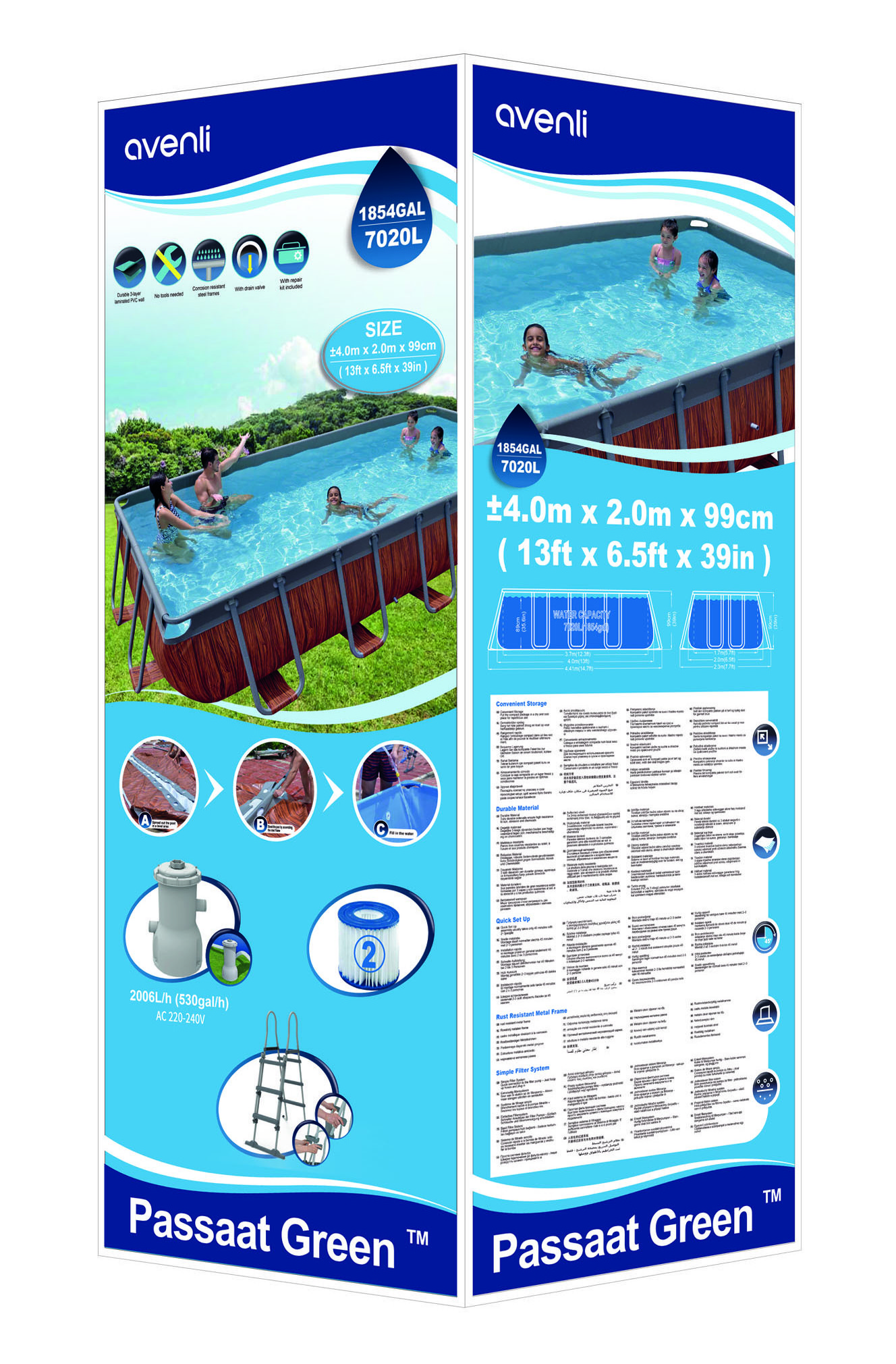 Jilong Avenli 17824EU Family swimming pool  large portable Rectangular Frame Pool Above ground Grain Pool