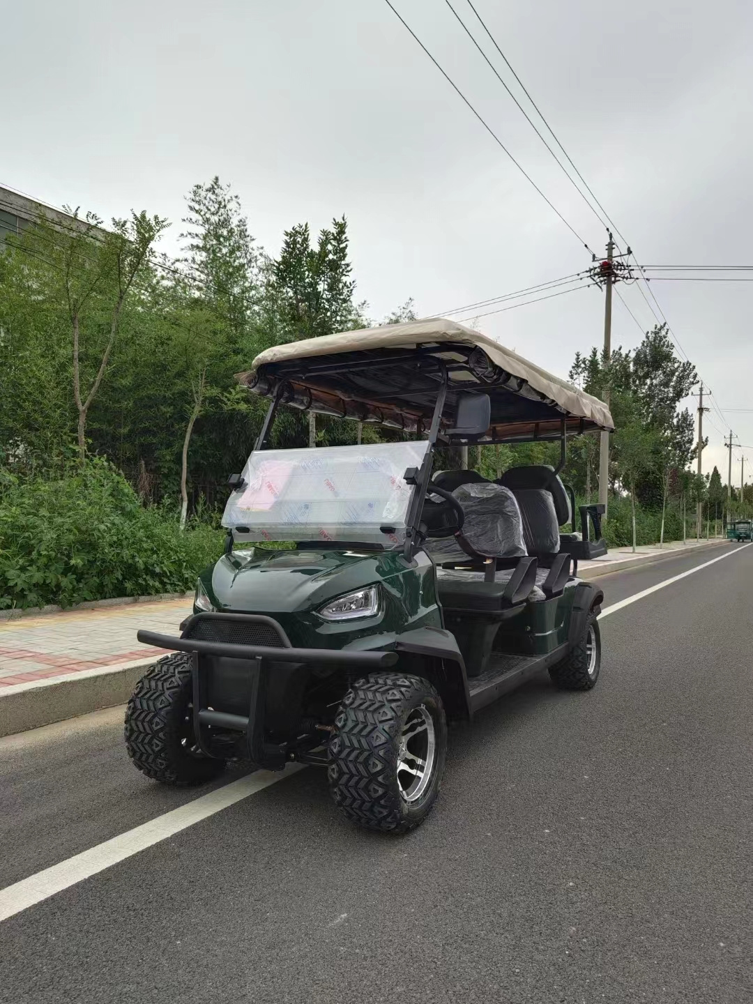 CE Certification 72V 7.5kw Battery Powered Solid Wheel 4 6 Seater Electric Golf Hunting Cart Buggy