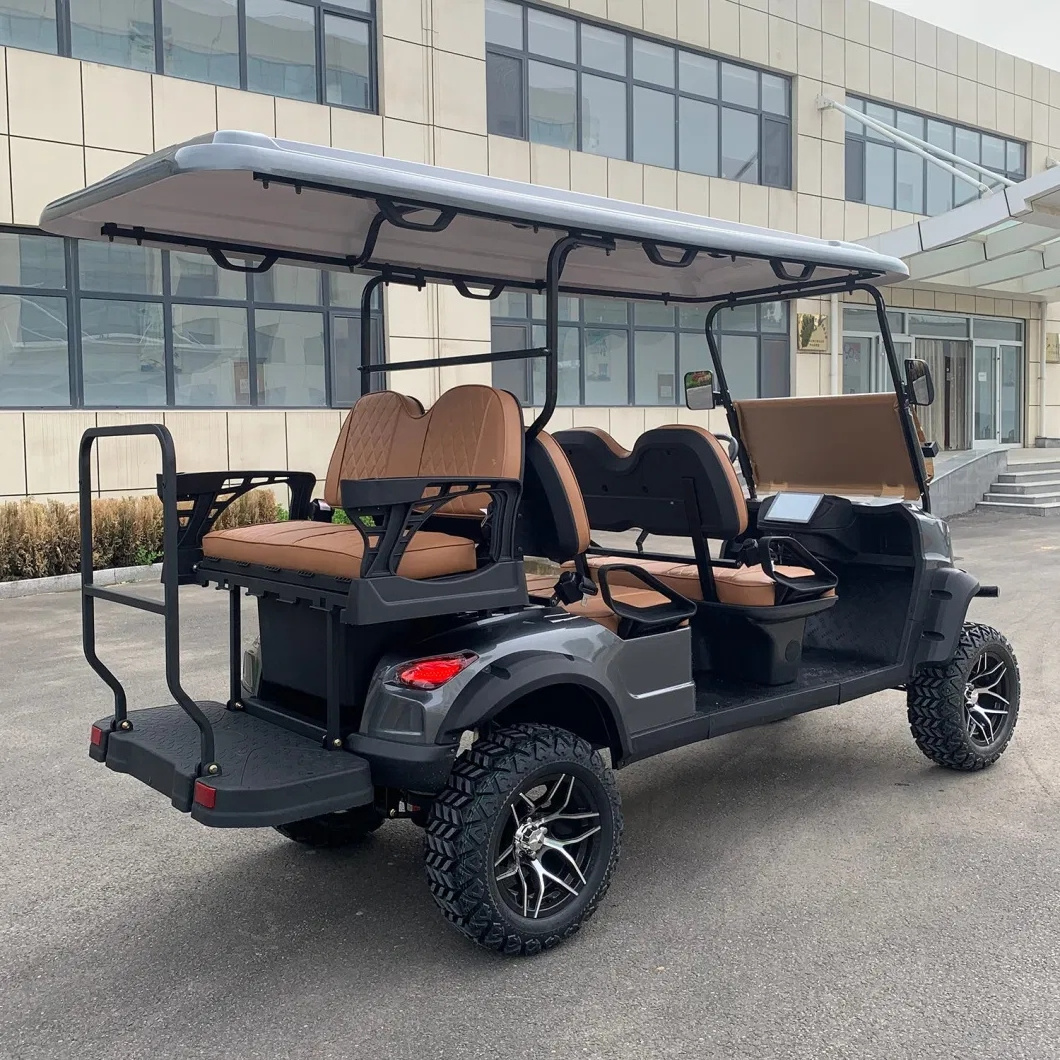 4 Wheel Electric 48 volt golf cart street legal 4+2 seater golf cart gas or battery powered