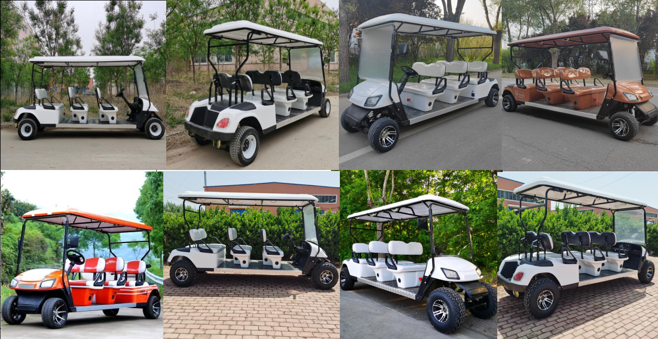 6 Seater Electric Golf Cart with 2-Week Door-to-Door Delivery Features a Tail Caddie with Standing Position for Sale