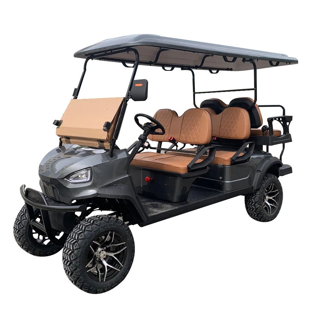 4 Wheel Electric 48 volt golf cart street legal 4+2 seater golf cart gas or battery powered