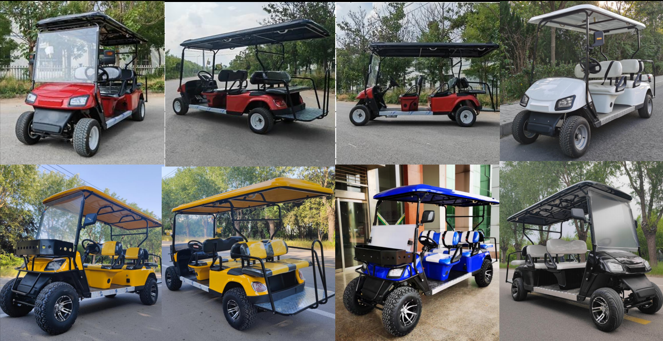 6 Seater Electric Golf Cart with 2-Week Door-to-Door Delivery Features a Tail Caddie with Standing Position for Sale