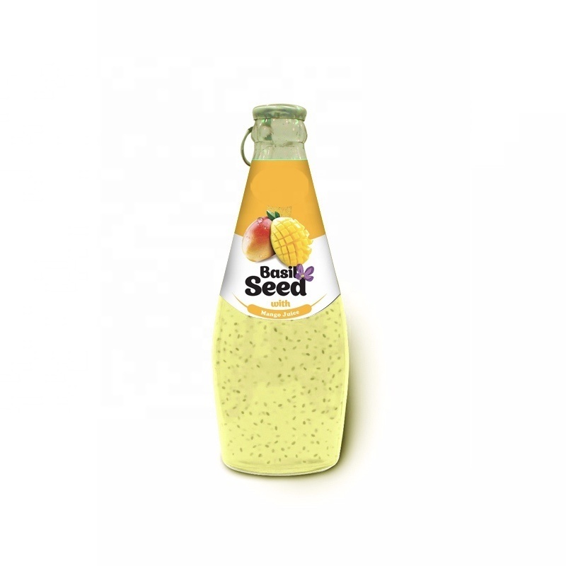 Private Label Fruit Flavor Basil Seed Drink 290ml Lychee Juice Glass Bottle