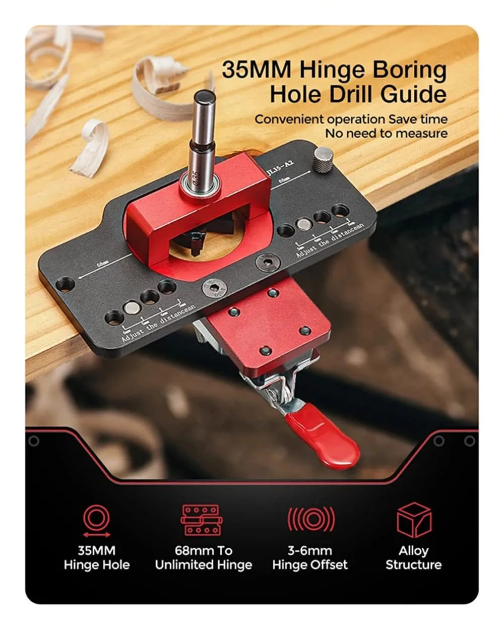 New 35mm hidden hinge jig opening locator drilling tools concealed cabinet hinge boring jig