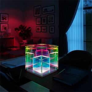 Dropshipping restaurant night lighting cube desk lamp acrylic magic cubes led colorful table light for bedroom