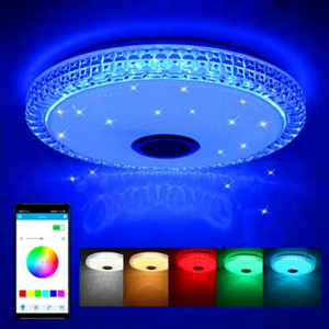 Indoor Smart Bluetooth Modern Crystal Acrylic Round Rgb Lamp Bedroom App music led ceiling light with remote controller