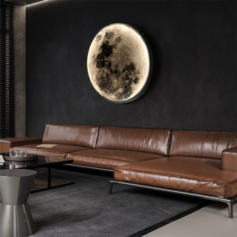 Art Modern Indoor Lighting Design Bedroom Round led Moon Wall Lamp decor Home led Light