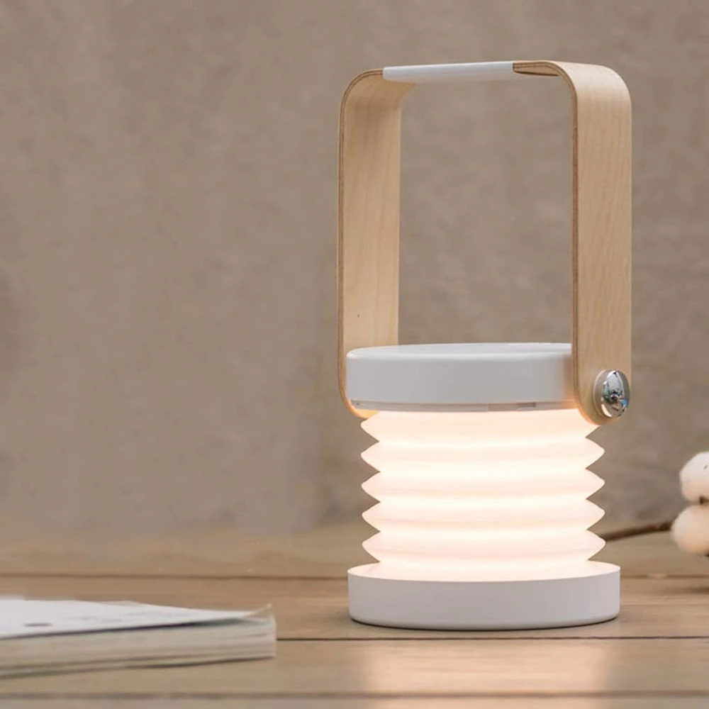 Creative Wooden Handle Telescopic Folding Led Table Lamp Charging Night Light Reading Portable Lantern Lamp