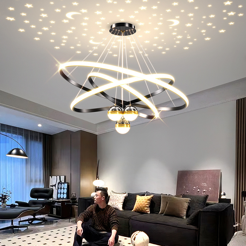 Contemporary Hotel Bedroom Living Room Indoor Light Decoration Surface Mounted Round Modern Led projection Ceiling Lamp