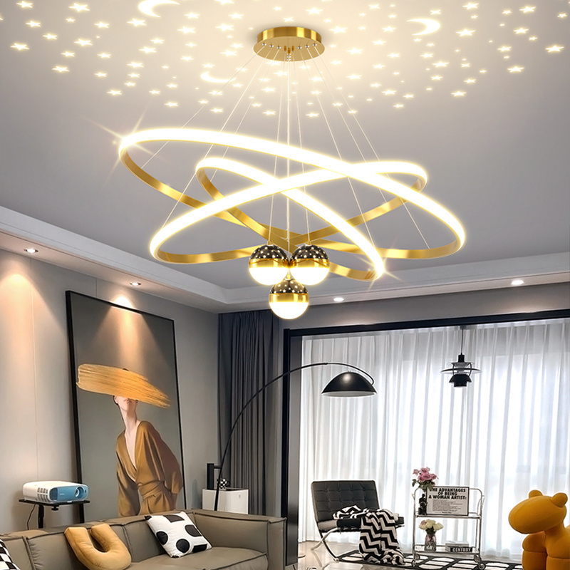 Contemporary Hotel Bedroom Living Room Indoor Light Decoration Surface Mounted Round Modern Led projection Ceiling Lamp