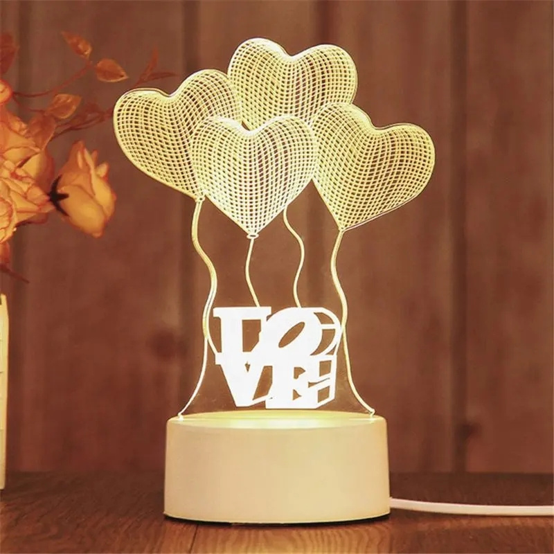 Beside cute light Kids Gift with USB Charging Bedroom decor Led Night Light 3d creative visualization lamp