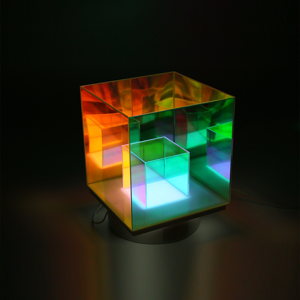 Dropshipping restaurant night lighting cube desk lamp acrylic magic cubes led colorful table light for bedroom