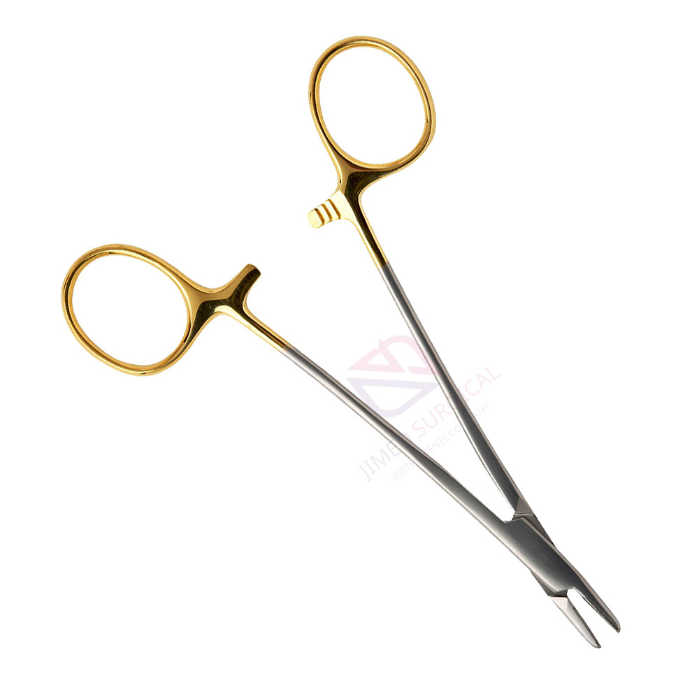 High Quality Baumgartner TC Needle Holder Forceps 14cm Half Gold Operating Forceps Made Stainless Steel Surgery Room Forceps