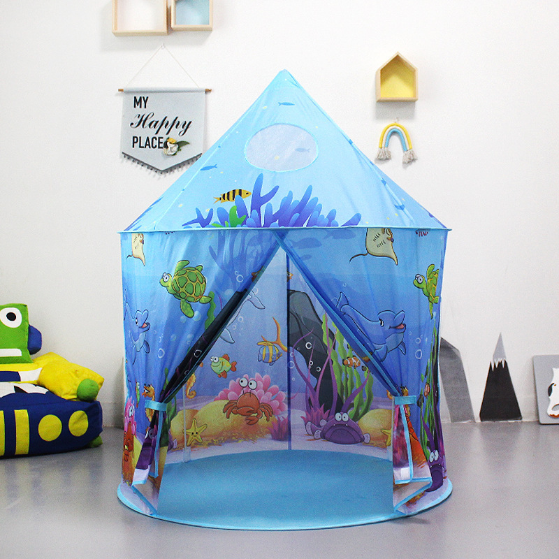 Folding Portable Baby Playhouse Indoor Dollhouse Castle Yurt Kids Ocean tent