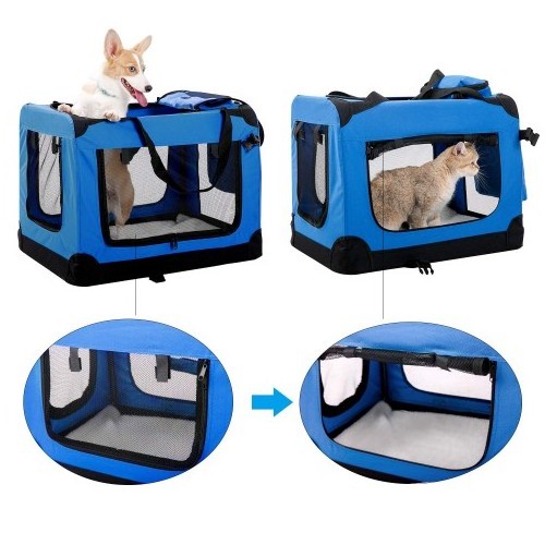 JT7002-L Folding Oxford Dog Cat Pet Soft Crate with Fleece Mat