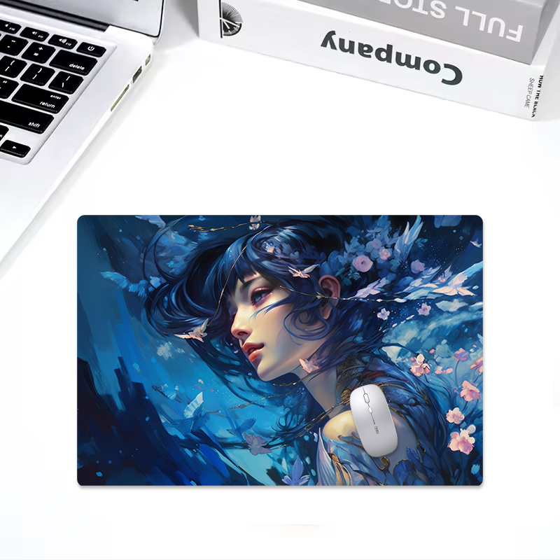 Custom Bulk Glass cartoon sexy mouse pad With Pattern Printing Tempered Glass white gaming mouse pad for esport