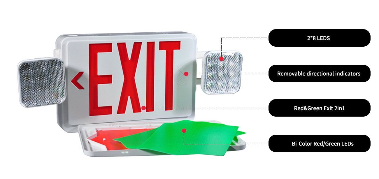 Made in Vietnam UL listed LED Emergency light LED EXIT SIGN COMBO for JLEC2BCW