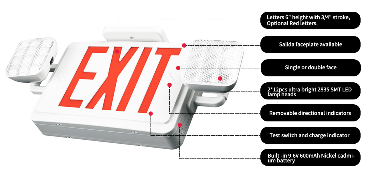 Made in Vietnam UL listed LED Emergency light LED EXIT SIGN COMBO for JLEC2BCW