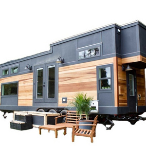 Prefab wooden cabin tiny home travel camper caravan trailer house on wheels for sale