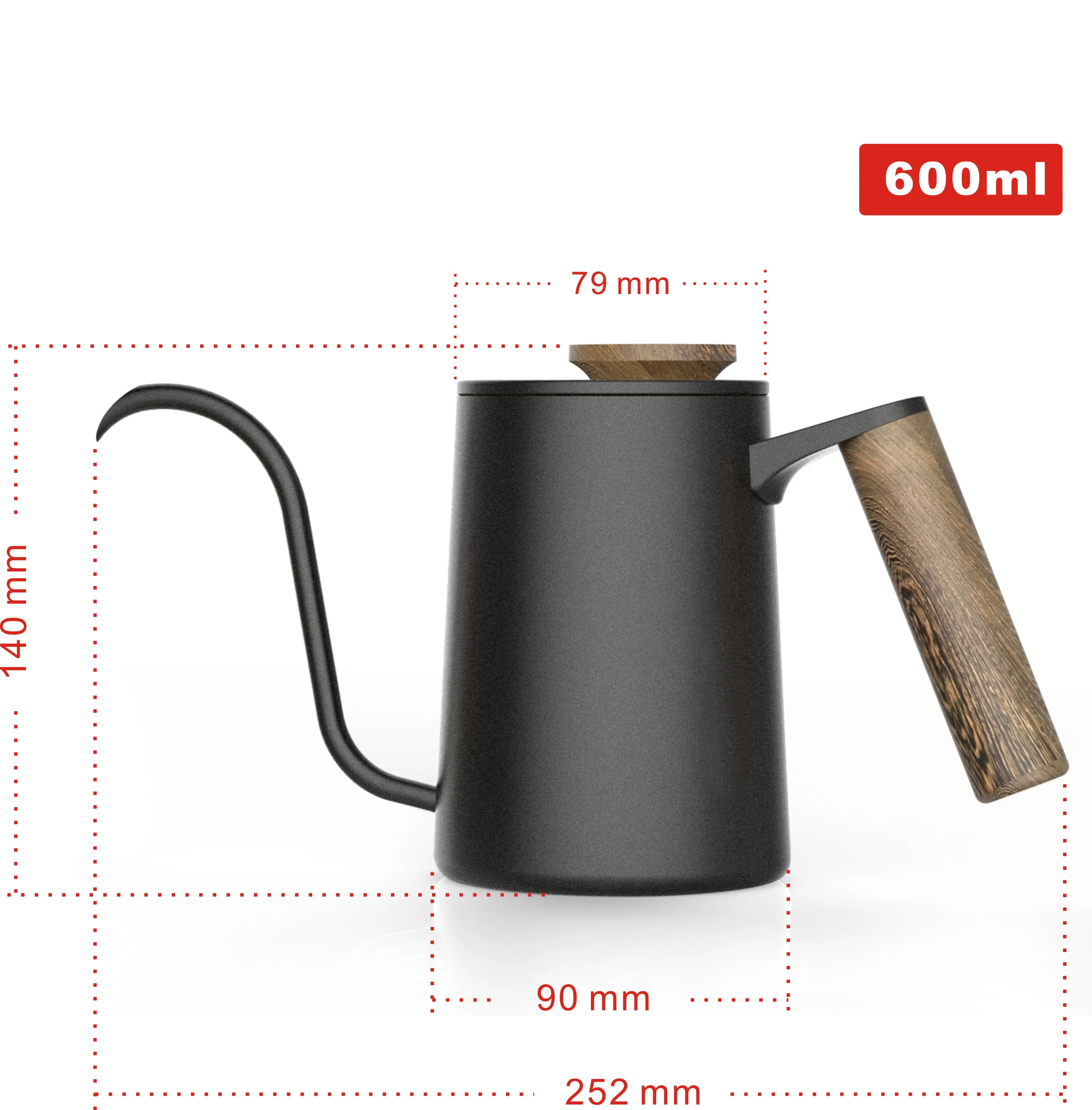 Factory Manufacturer Barista Camping Stainless Steel Black Tea Kettle Drip Gooseneck Flip Top Coffee Pot