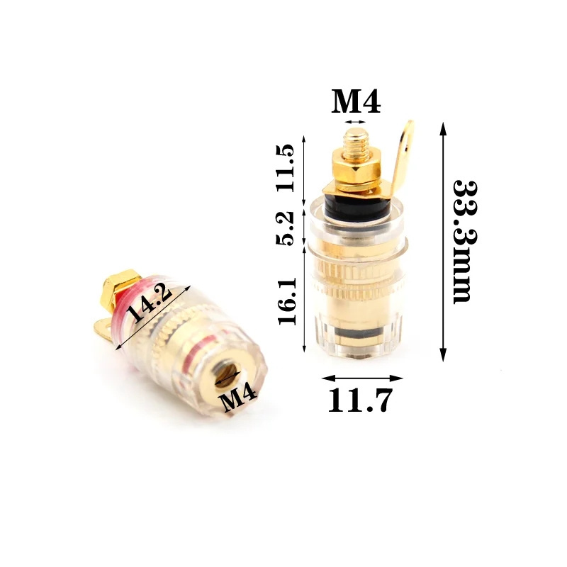 Pure Copper Speaker Terminal Binding Post 4mm Banana Plug Socket Low Frequency Amplifier Connector for Loudspeakers