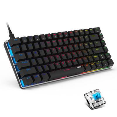 AJAZZ AK33 brand compact 82-key anti-ghosting RGB backlit mechanical gaming keyboard for Windows PC Gamer Black/blue Switch