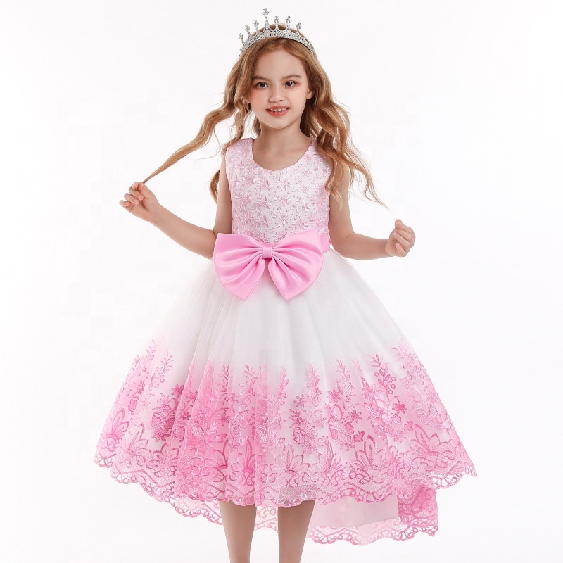 White Lace Bridesmaid Dress Kids Dresses For Girls Children Princess Evening Party Wedding Dress Costume