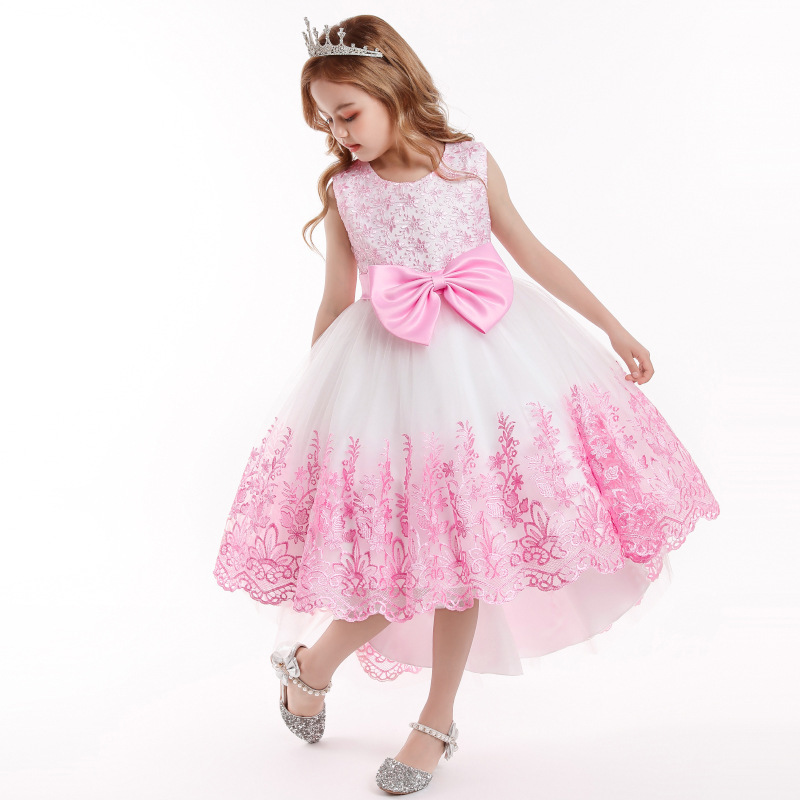 White Lace Bridesmaid Dress Kids Dresses For Girls Children Princess Evening Party Wedding Dress Costume