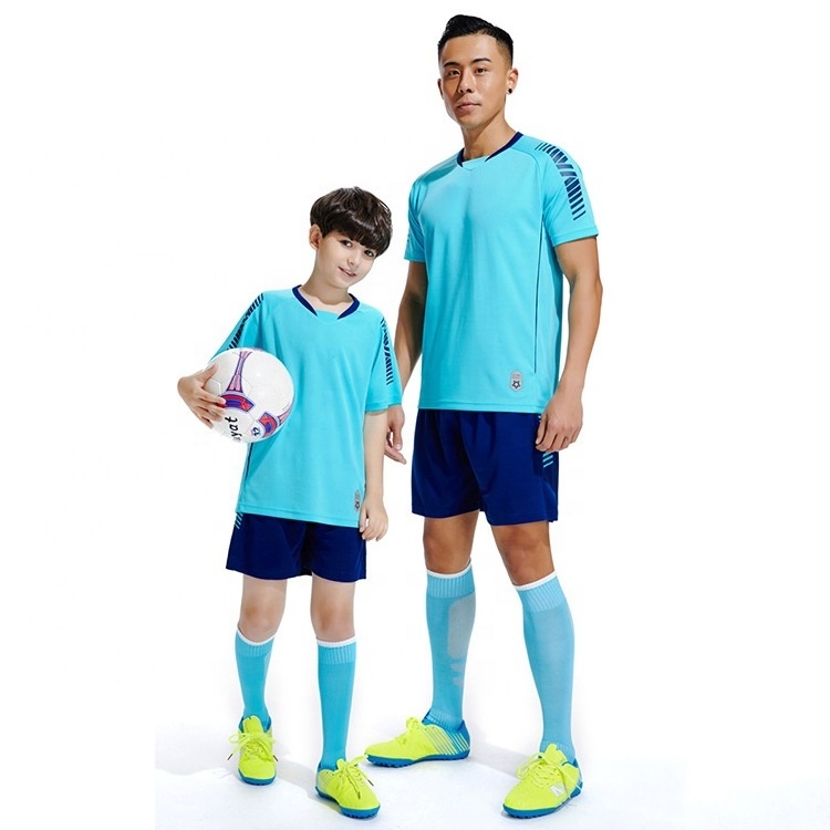 Quick Dry Custom design team football uniform Kids Soccer Jersey Sets Football Sport T Shirt for Adult