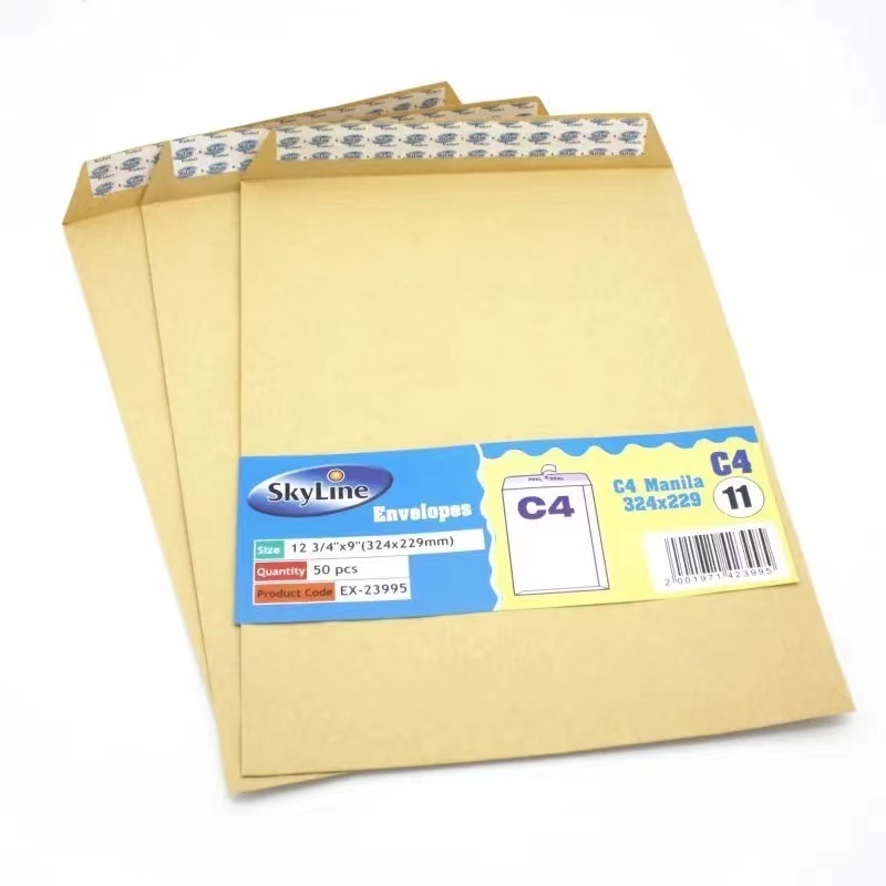 office stationery paper manila A4 C4 Plain white Envelope with sealing double-sided tape