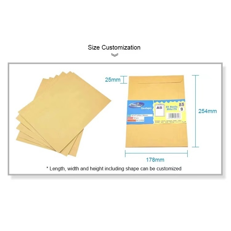 office stationery paper manila A4 C4 Plain white Envelope with sealing double-sided tape