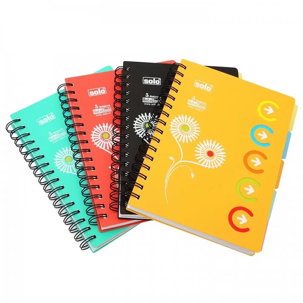 office and school supplies  note book Personalized A4 Plastic Cover Custom Printed 5 Subject Double Spiral Notebook