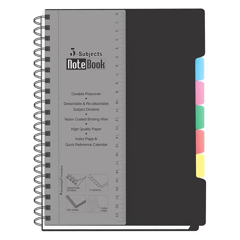 office and school supplies  note book Personalized A4 Plastic Cover Custom Printed 5 Subject Double Spiral Notebook