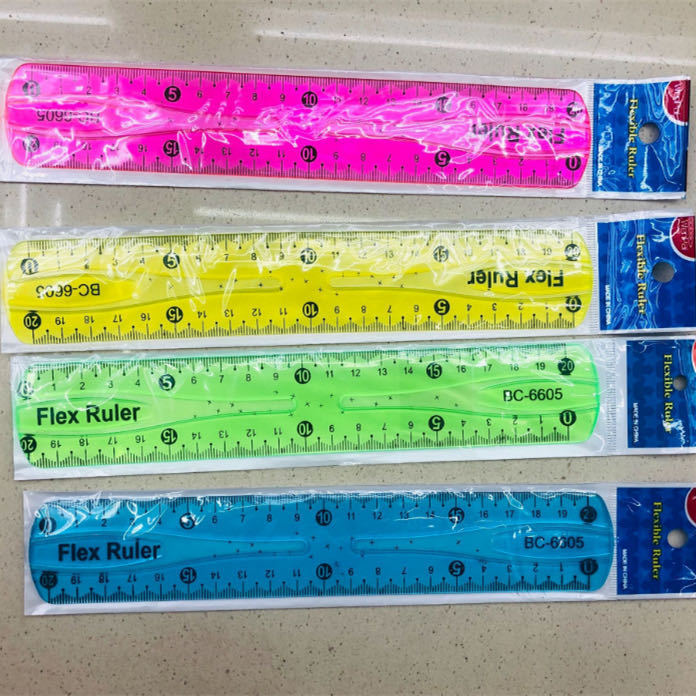 OEM Factory gold stamping print logo plastic ruler, Transparent flexible pvc ruler and paper rulers for school office